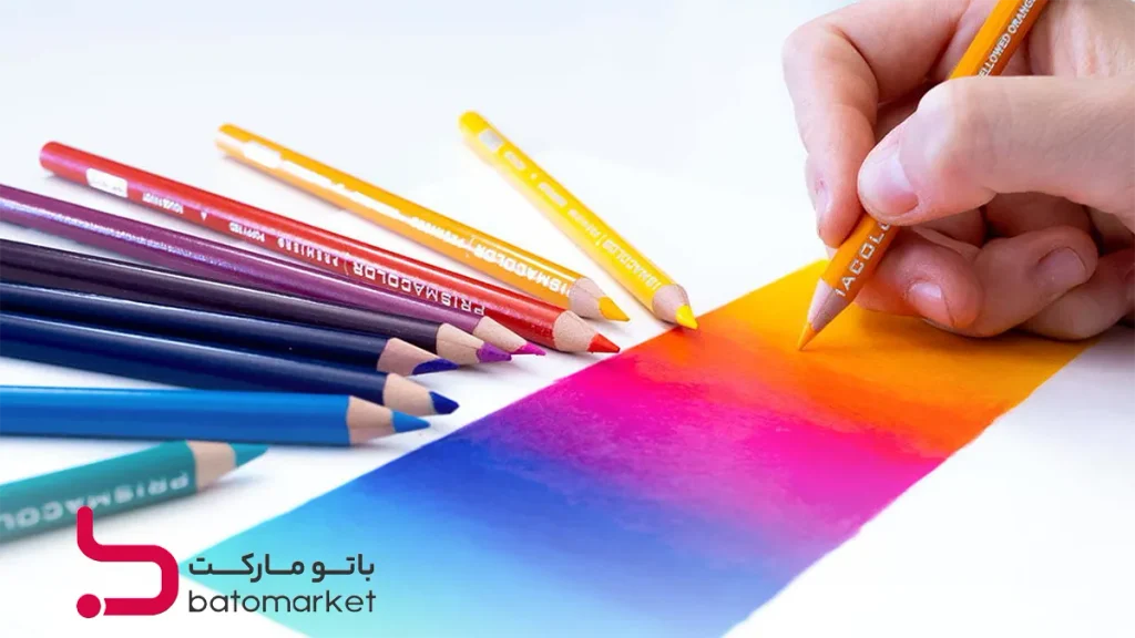 ترکیب رنگ مداد رنگی روی کاغذ
